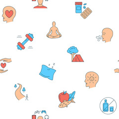 Healthy lifestyle and stress relief seamless pattern