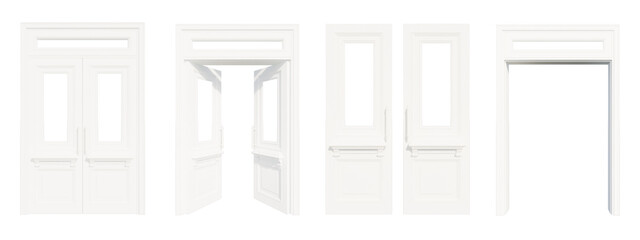 door isolated on white background PNG 3d rendering . light gray door	