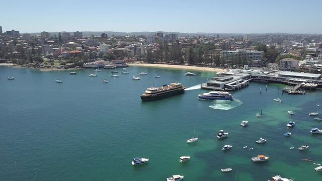 Manly Wharf - Ferry from above - Manly Beach, Sydney, Australia NSW