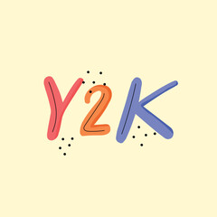 Y2k retro style text lettering. Colorful vintage 90s concept doodle style.