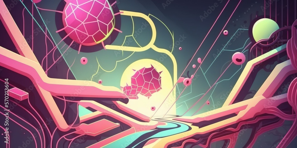 Poster background with future technology abstraction and a fantasy plexus. generative ai