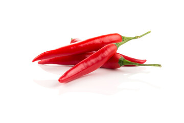 fresh red chili on white background