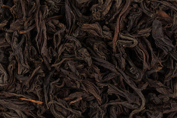 Black tea leaves close up