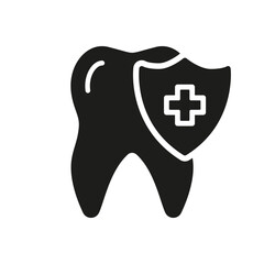Medical Oral Care. Dental Insurance Glyph Pictogram. Teeth Protection and Hygiene Silhouette Icon. Tooth Defense. Dental Treatment Solid Sign. Dentistry Symbol. Isolated Vector Illustration