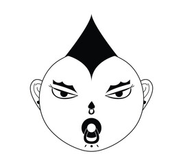 baby face punk icon. vectors, illustrations, icons, avatars and logos.