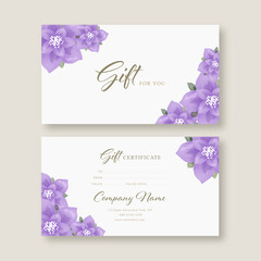 Gift voucher card template. Modern discount coupon or certificate layout in rustic style. Greenery Watercolor Floral Vector illustration.