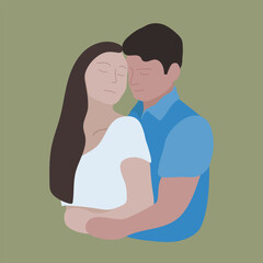 Man and woman love line art vector illustration. Couple kissing and hugging line drawing. Minimalism print