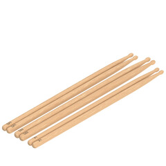 3D rendering illustration of a set of 5A, 5B and 7A drum sticks 