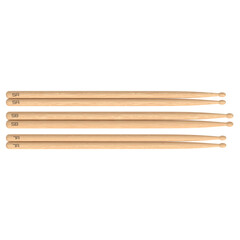3D rendering illustration of a set of 5A, 5B and 7A drum sticks 