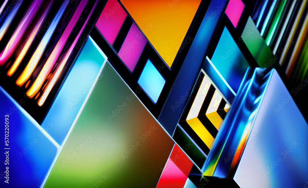 Poster colorful abstract background with squares. 3d rendering, 3d illustration.