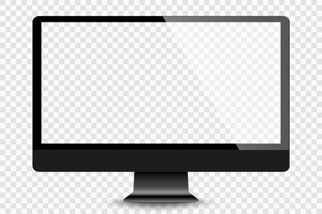 Realistic black modern thin frame display computer monitor. PNG stock illustration. Stock royalty free. Vector illustration EPS 10