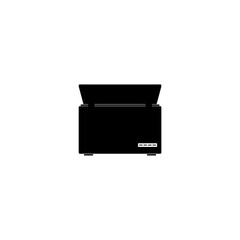 Refrigerator flat line icon. Freezer icon isolated onwhite background. 