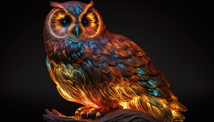 Owl colorful statuette, generative AI