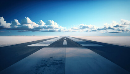 Fototapeta na wymiar Airplane at the airport runway , generative ai
