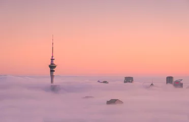 Fotobehang Mistige ochtendstond Auckland Fog