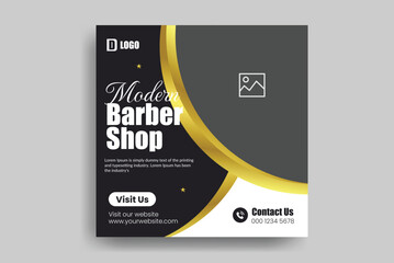 Barber shop social media post Template Design, Barber shop hair salon social media post template. beauty spa business web banner design