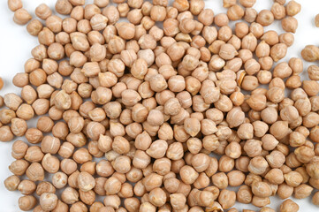 Background of dried chickpeas. Close up of chickpeas top vew
