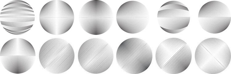 Set of spheres . Lines constructed transparent sphere .Vector  .Technology sphere Logo . Design element for posters, social media, templates, flyers, brochures . Abstract trendy transparent circles