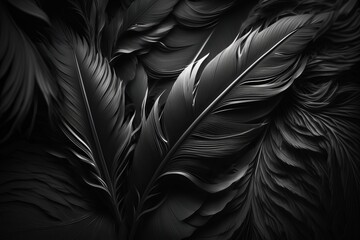 dark black feathers background as beautiful abstract background Generative AI