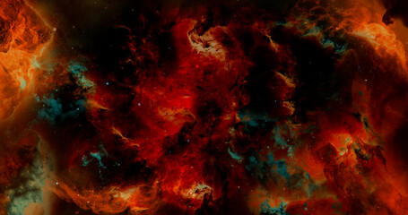 Obraz na płótnie Canvas yellow Glowing huge nebula Space background, 3d illustration stars stars background glowing gas