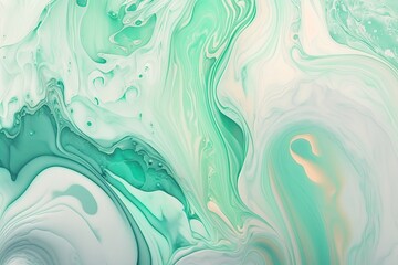 Pastel cyan mint liquid marble watercolor background Generative AI