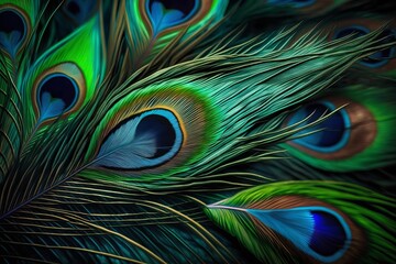 Obraz premium Peacock feather background. Abstract style background Generative AI