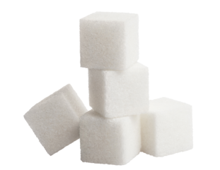 White sugar cubes cut out