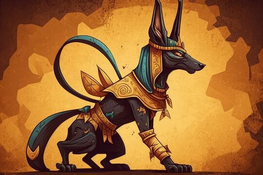 Anubis the Egyptian god is depicted. Generative AI