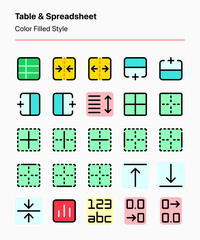 Fototapeta premium A set of customizable table and spreadsheet icons. Perfect for app and web interfaces, graphic design, and other projects