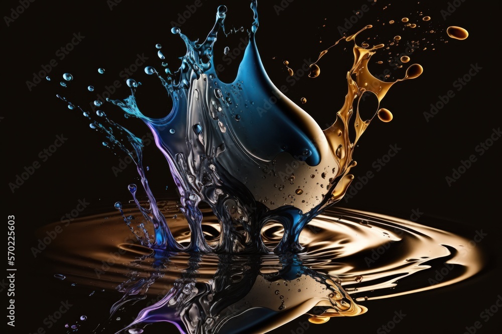 Poster a drop of ink in water undefined background. generative ai