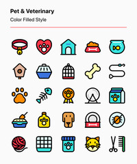 Customizable set of pet and veterinary icons for businesses, presentations, product catalogs, marketing, graphic design, etc
