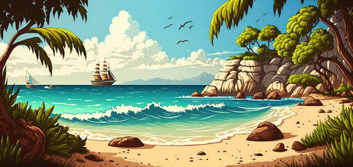 Obraz na płótnie Canvas beautiful tropical sea and a beach. Generative AI
