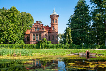 Neo-gothic castle in Nowy Duninow, Masovian Voivodeship, Poland	