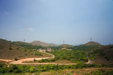 beautiful view of Western ghats mountain range seen from Devarmane Peak, Karnataka, India.