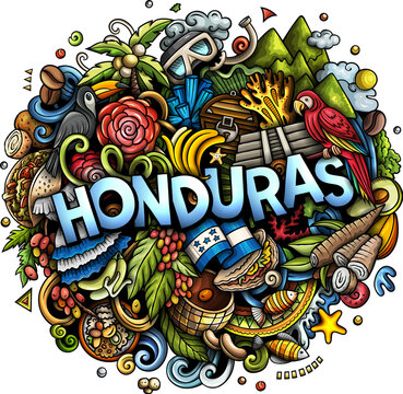 Honduras detailed lettering cartoon illustration