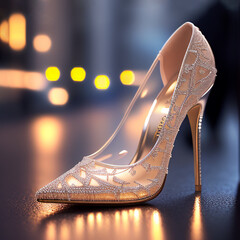 Obraz premium Shiny clear intricate high heel shoe