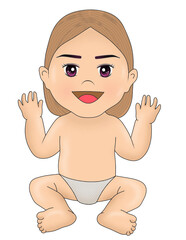 baby child Sticker t-shirt cloth mug design Baby illustration child with eyes character cute little kid in diaper happy childhood small little vector babies newborn