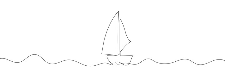 Continuous line Abstract silhouette of a sailboat. Vector illustration