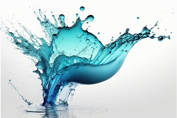 Isolated blue water splash on a white background. Generative AI