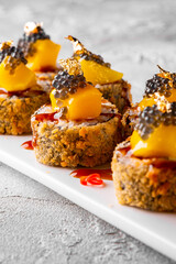 set of sushi roll in plate