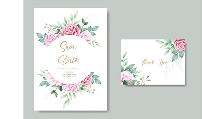 Wedding invitation Card  floral rose watercolor 
