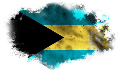 White background with torn flag of the Bahamas. 3d illustration