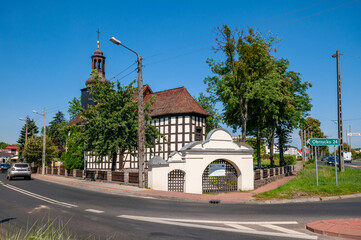 Fototapeta na wymiar Church of the Holy Cross in Oborniki, Greater Poland Voivodeship, Poland 
