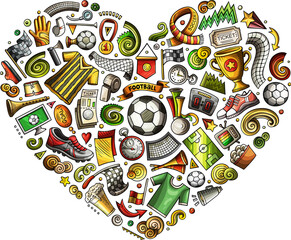 Soccer cartoon heart illustration