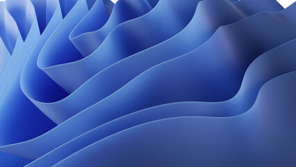 Blue wavy trendy abstract shapes. 3d illustration paper style