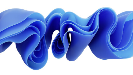 Blue wavy trendy abstract shapes. 3d illustration paper style