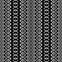 
Vector geometric ornament in ethnic style. Seamless pattern with  abstract shapes,Black and white color. Repeating pattern for decor, textile and fabric.