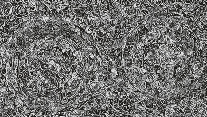 Amazing black and white abstract circle tracery pattern