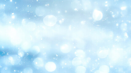 Obraz premium Blurry Winter Magic with Blurred Blue Bokeh and Falling Snow