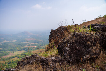 beautiful view of Western ghats mountain range seen from Devarmane Peak, Karnataka, India.